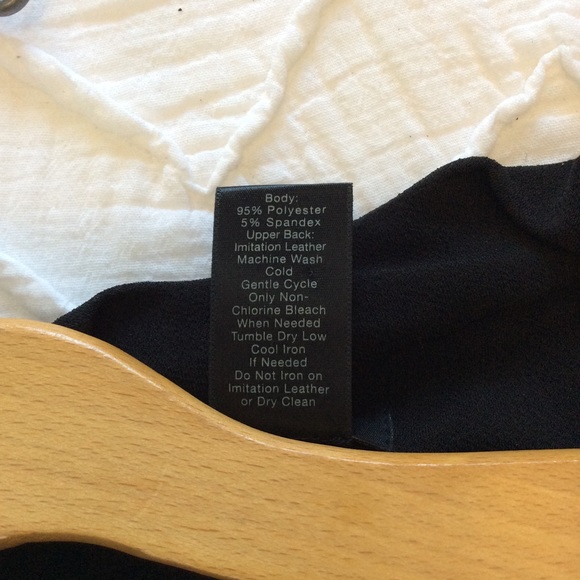 Ann Taylor black cowl neck top faux leather detail - Picture 6 of 6